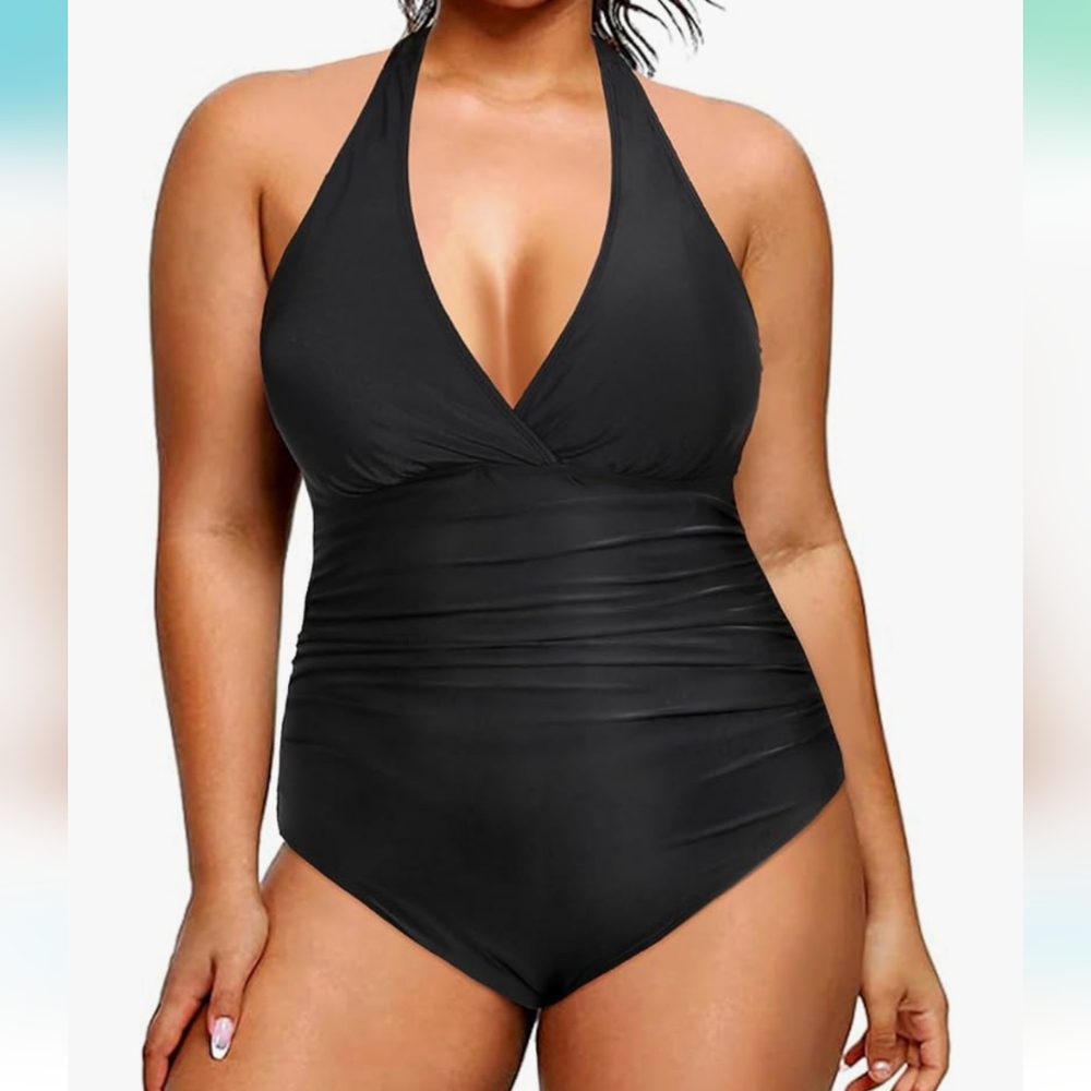 Daci Women V Neck Plus Size One Piece Swimsuit - 22W